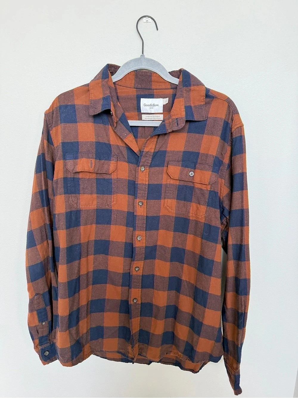 Goodfellow & Co Plaid Button Down in Blue & Orange Size Large